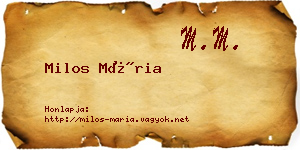 Milos Mária névjegykártya
